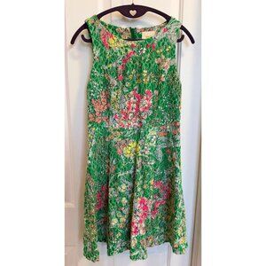 Anthro Maeve Green Floral Lace Dress Size 4 Fit & Flare